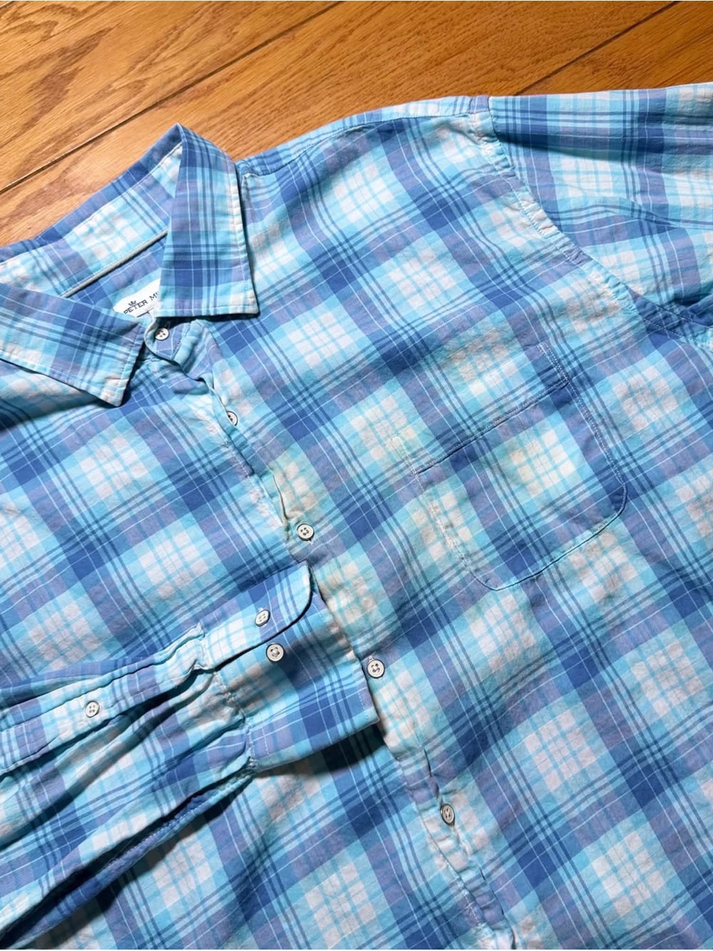 Peter Millar Blue Plaid Button-Down Shirt
